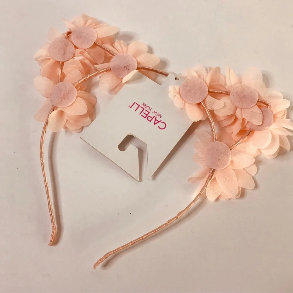 CAPELLI NEW YORK Floral Cat Ears Headband NEW